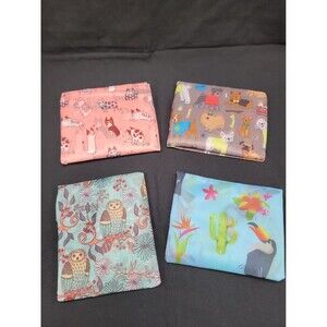 Lot Of 4 Reusable Nylon Bags All Different Patterns